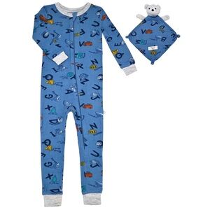 Sleep On It Alphabet Print Pajamas with Matching Lovey NWT
